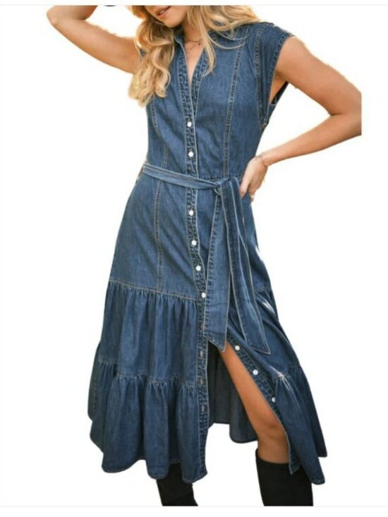 Blue B Collection Dresses & Skirts - Blue B Tiered Denim Dress